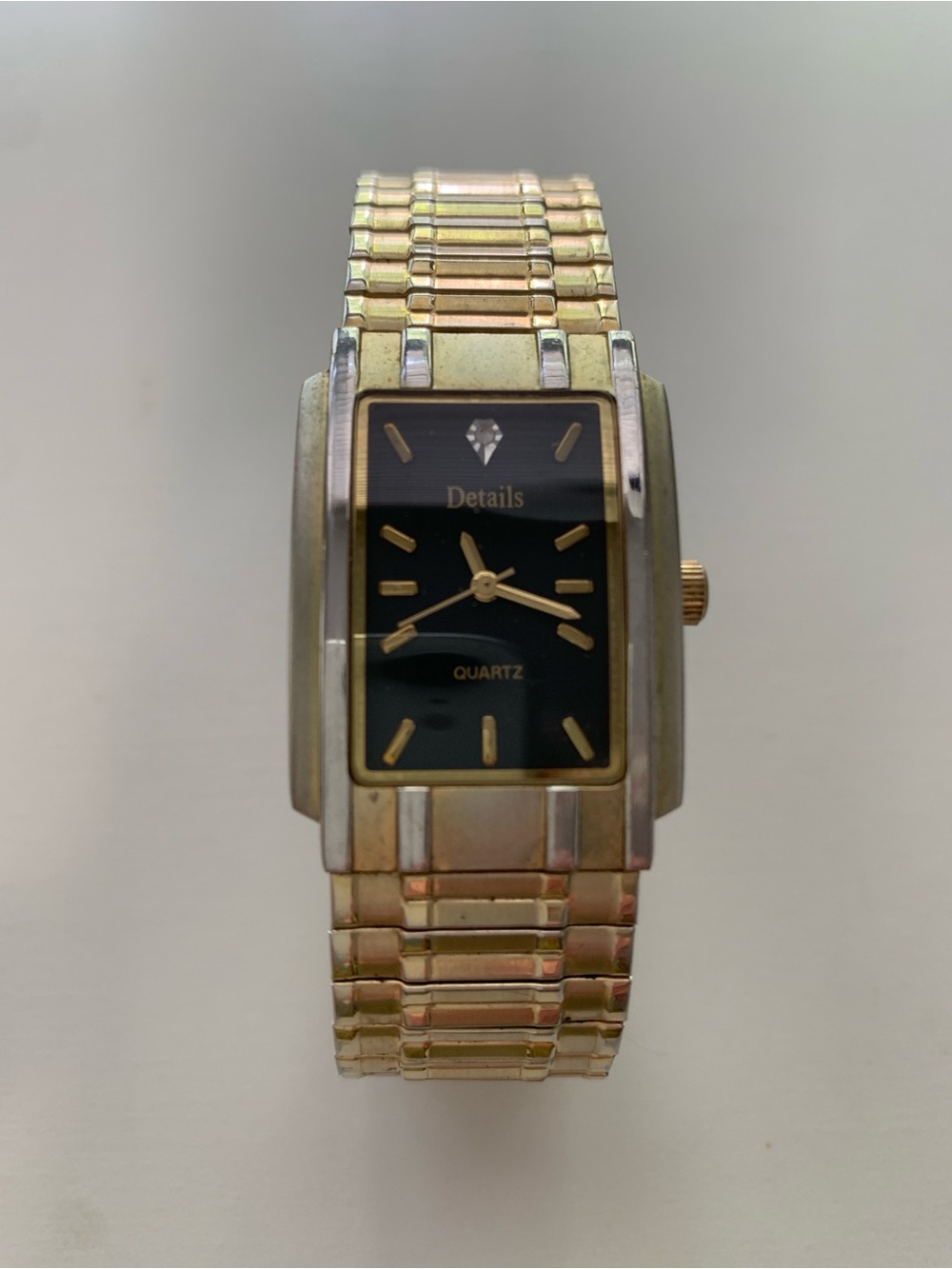 Vintage Mens Quartz Watch Diamond Chip New Battery Stretch Band